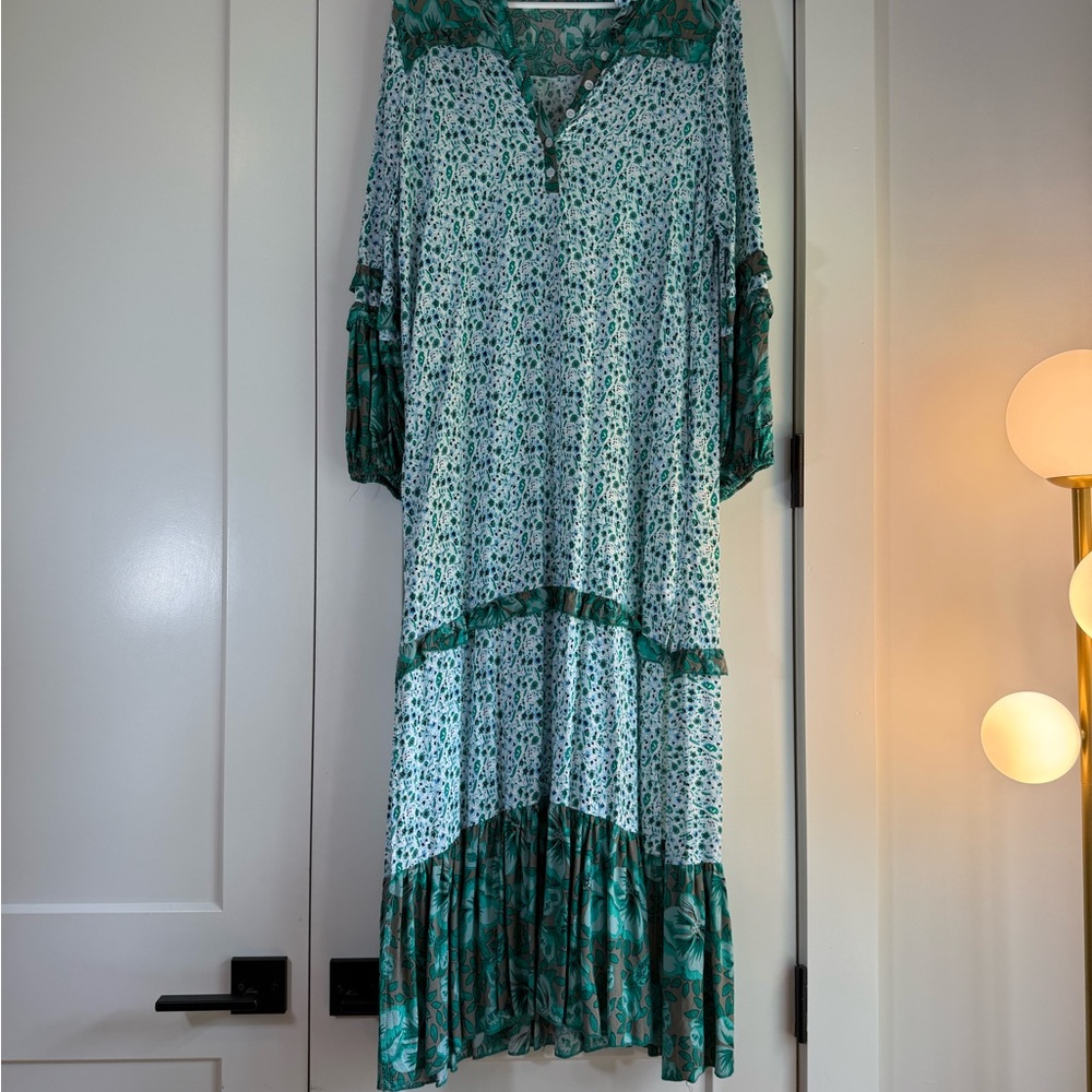 Green and White Women's Maxi Dress
